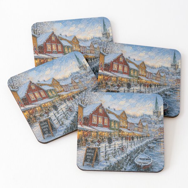 Item preview, Winter in Bakklandet, Trondheim painting, Norway – A Beautiful city in Scandinavia. designed and sold by GalleryKauffeld.