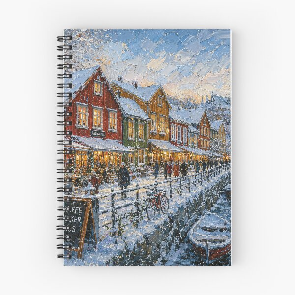 Item preview, Winter in Bakklandet, Trondheim painting, Norway – A Beautiful city in Scandinavia. designed and sold by GalleryKauffeld.