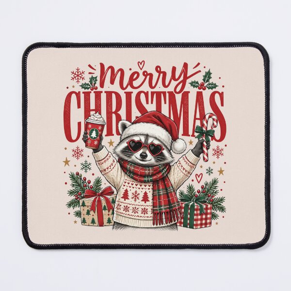 Item preview, Merry Christmas Raccoon, Cute Holiday Coffee, Festive Woodland Animal, Cozy Christmas Coffee Lover, Adorable Winter Holiday Gift designed and sold by Quiajia.