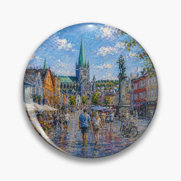 Item preview, Trondheim, Norway – a painting of a summer day in this beautiful Scandinavian city. designed and sold by GalleryKauffeld.