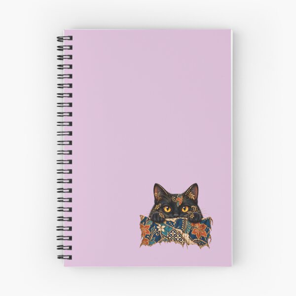 Item preview, Peeking Black Cat Batik Floral Art – Vintage Boho Cat Design designed and sold by MG Aura.