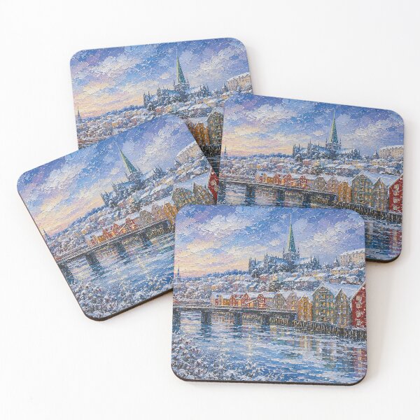 Item preview, Winter in Trondheim painting, Norway – A Beautiful city in Scandinavia. designed and sold by GalleryKauffeld.