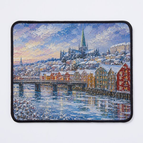 Item preview, Winter in Trondheim painting, Norway – A Beautiful city in Scandinavia. designed and sold by GalleryKauffeld.