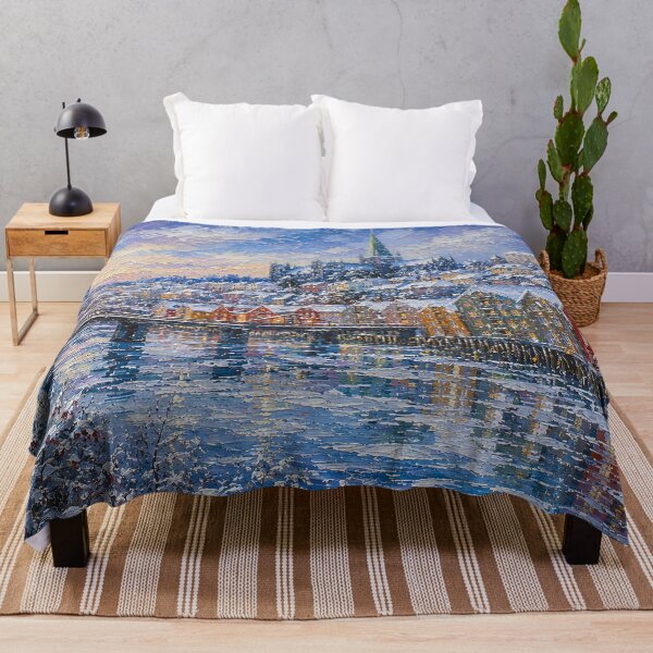 Item preview, Winter in Trondheim painting, Norway – A Beautiful city in Scandinavia. designed and sold by GalleryKauffeld.
