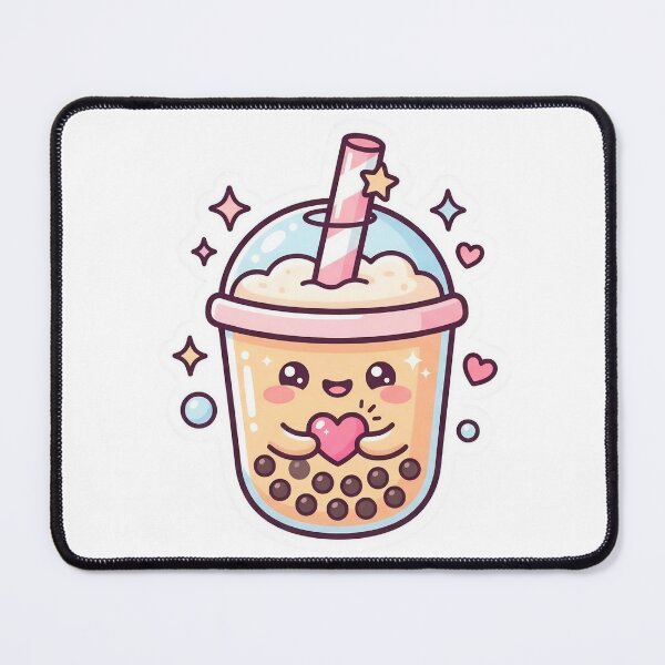 Item preview, Cute Kawaii Boba Milk Tea Holding Heart Sticker designed and sold by Shady-Studio.
