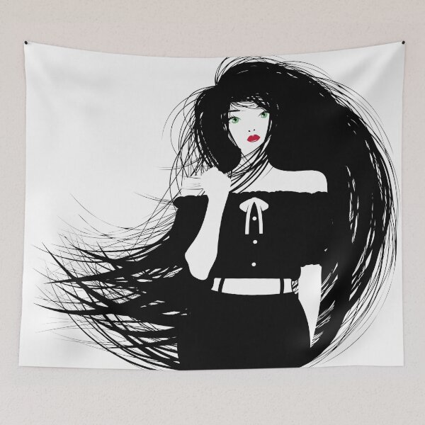 Item preview, Girl with long black hair and red eyes designed and sold by Keltoi-art.