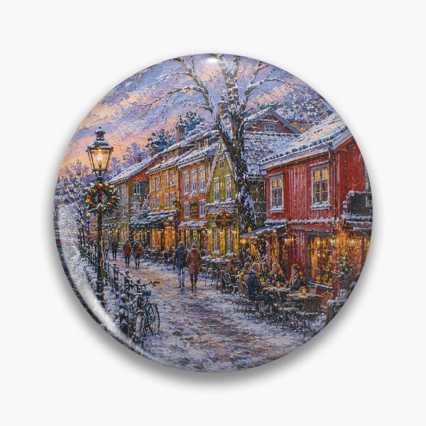 Item preview, Winter in Bakklandet, Trondheim painting, Norway – A Beautiful city in Scandinavia. designed and sold by GalleryKauffeld.