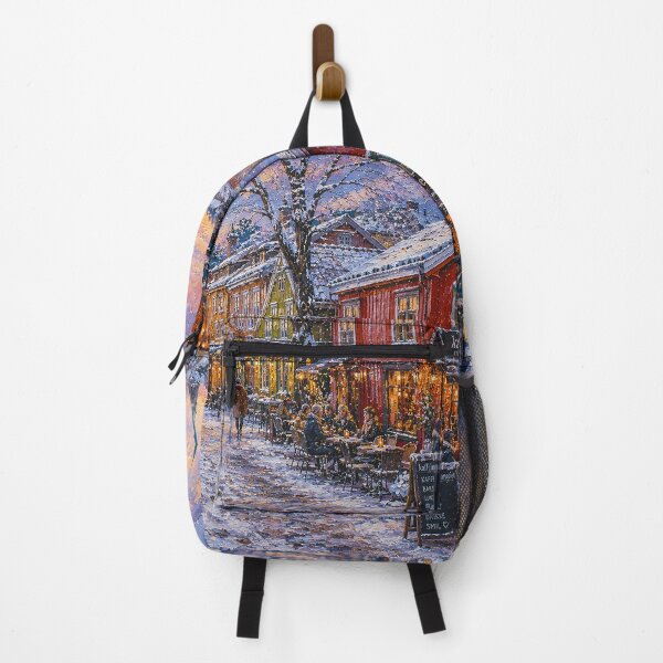 Item preview, Winter in Bakklandet, Trondheim painting, Norway – A Beautiful city in Scandinavia. designed and sold by GalleryKauffeld.