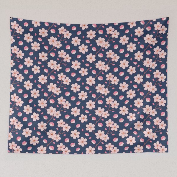 Item preview, Cherry Blossom Pattern on Blue Background designed and sold by DesignedOutside.