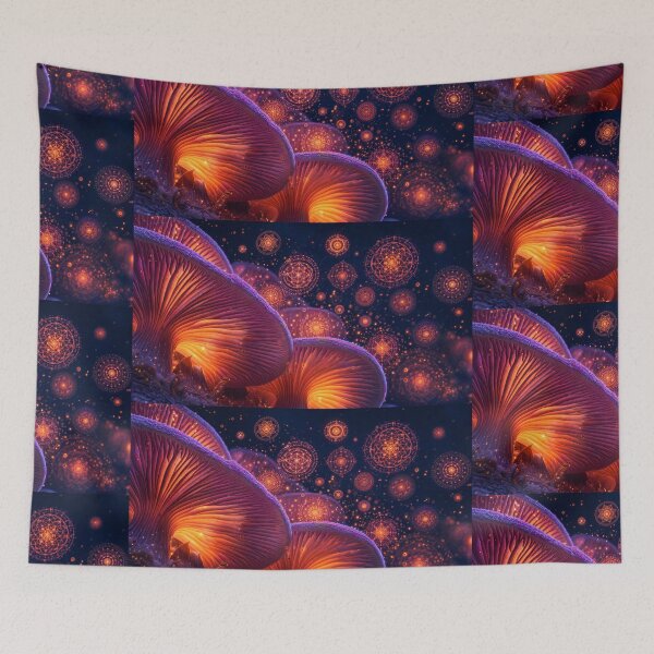 Item preview, Glowing Mushrooms Sacred Geometry Spores | Microcosmos designed and sold by monkeybusiness.pt.