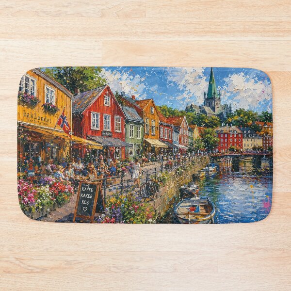 Item preview, Trondheim, Norway – a painting of a summer day in this beautiful Scandinavian city. designed and sold by GalleryKauffeld.
