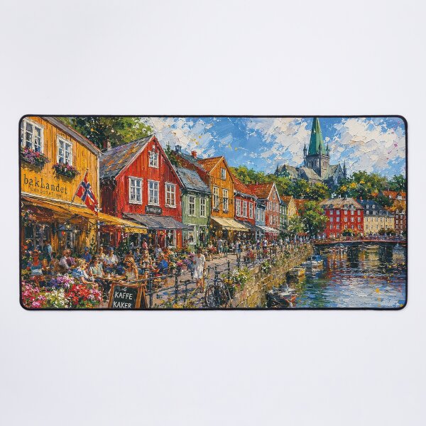 Item preview, Trondheim, Norway – a painting of a summer day in this beautiful Scandinavian city. designed and sold by GalleryKauffeld.