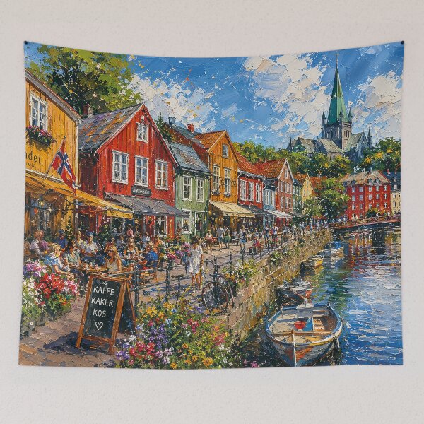 Item preview, Trondheim, Norway – a painting of a summer day in this beautiful Scandinavian city. designed and sold by GalleryKauffeld.