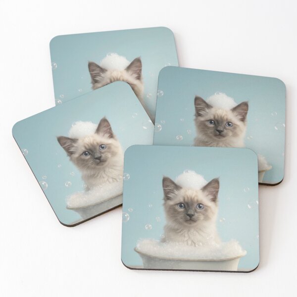 Item preview, Baby Balinese Cat Bubble Bath Cute Nursery Bathroom Art designed and sold by LazyOwlStore.