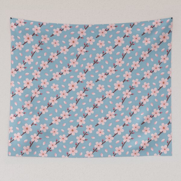 Item preview, Cherry Blossom Pattern on Blue Background designed and sold by DesignedOutside.