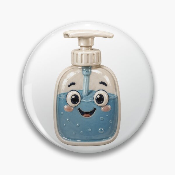 Item preview, Cute Liquid Soap Dispenser with Blue Soap – Kawaii 3D Hand Hygiene Illustration designed and sold by RokaCircles.