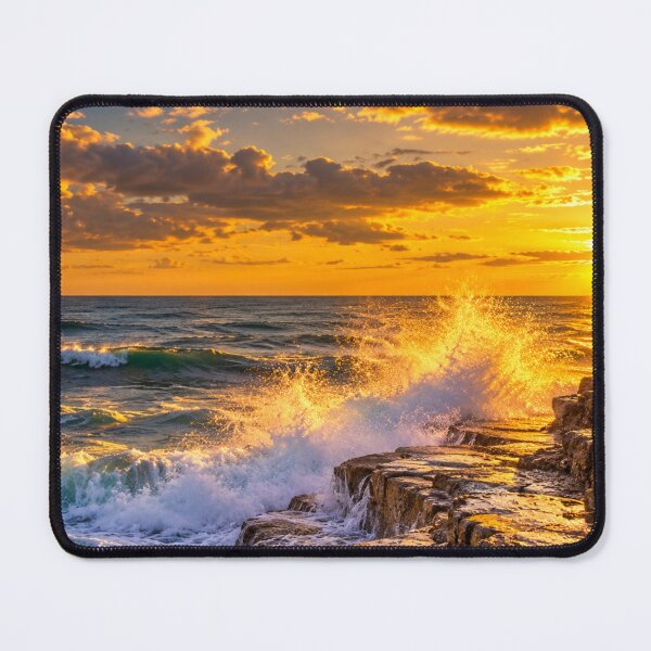 Item preview, Golden Hour Ocean Waves and Rocky Coastline designed and sold by Wild Bloom Paws.