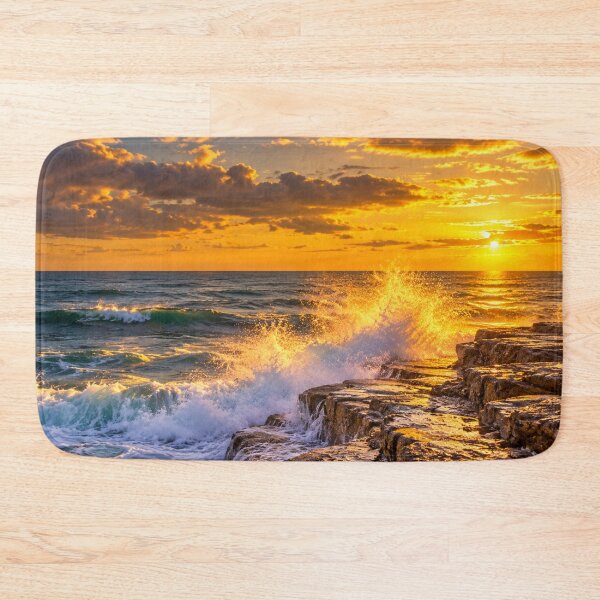 Item preview, Golden Hour Ocean Waves and Rocky Coastline designed and sold by Wild Bloom Paws.