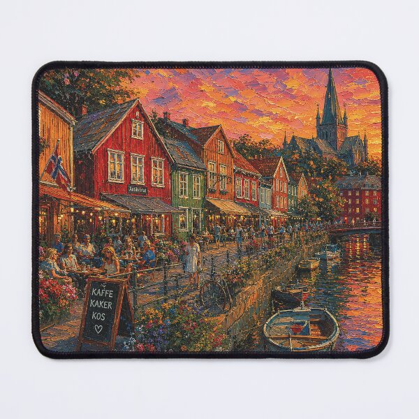 Item preview, Trondheim, Norway – a painting of a summer night in this beautiful Scandinavian city. designed and sold by GalleryKauffeld.
