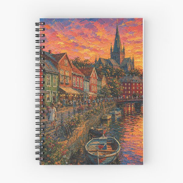 Item preview, Trondheim, Norway – a painting of a summer night in this beautiful Scandinavian city. designed and sold by GalleryKauffeld.