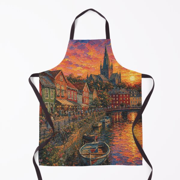Artikelvorschau, Trondheim, Norwegen – ein Gemälde einer Sommernacht in dieser wunderschönen skandinavischen Stadt. entworfen und verkauft von GalleryKauffeld.