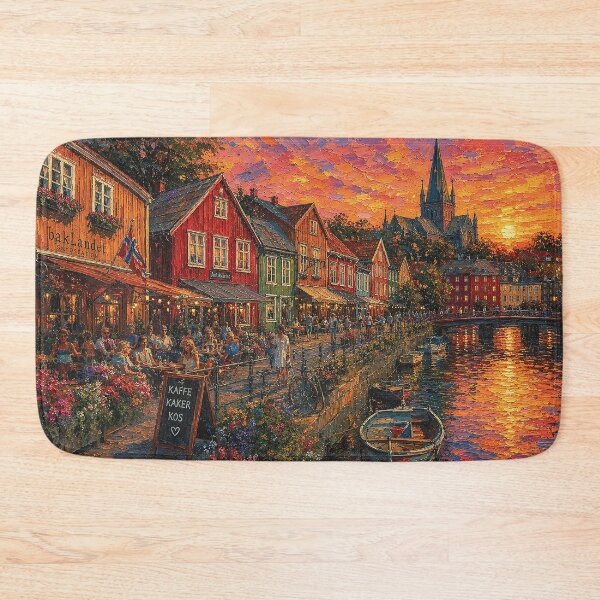 Item preview, Trondheim, Norway – a painting of a summer night in this beautiful Scandinavian city. designed and sold by GalleryKauffeld.