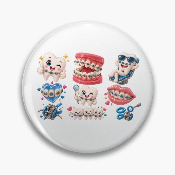 Item preview, Cute Orthodontic Braces and Dental Characters  Set – Cartoon Teeth and Braces Illustration designed and sold by RokaCircles.