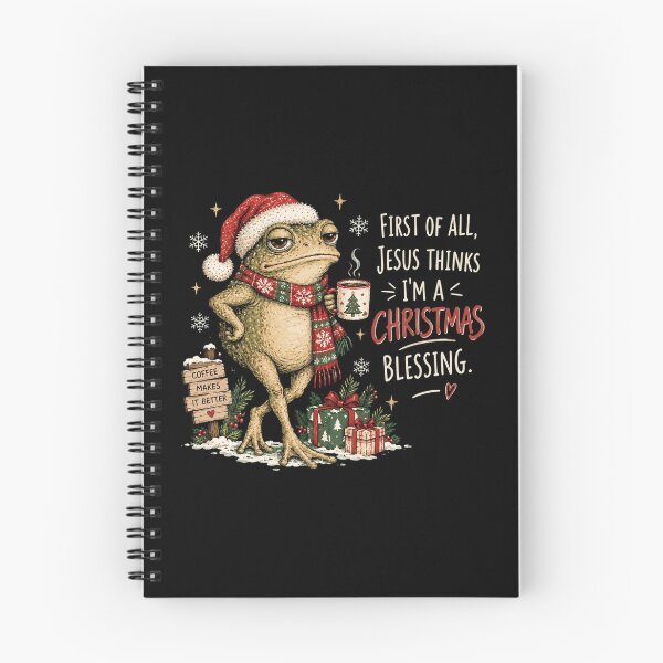 Item preview, Funny Christmas Frog, Jesus Christmas Blessing, Christian Holiday Quote, Cute Cottagecore Frog with Coffee, Festive Gift for Women designed and sold by Quiajia.
