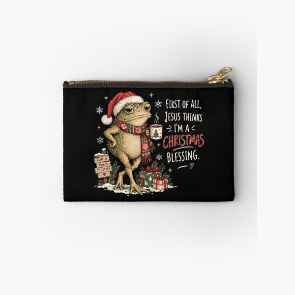 Item preview, Funny Christmas Frog, Jesus Christmas Blessing, Christian Holiday Quote, Cute Cottagecore Frog with Coffee, Festive Gift for Women designed and sold by Quiajia.