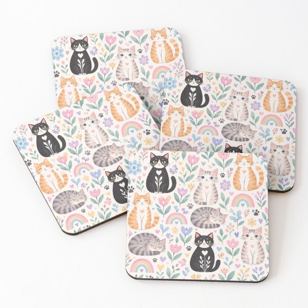 Item preview, Cute Scandinavian Cat Pattern | Nordic Floral Cat Design designed and sold by Aramdesing.