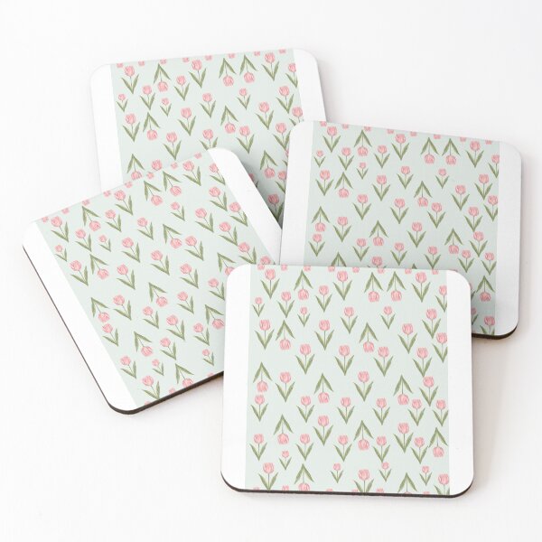 Item preview, Pink Tulips Sage Green Floral Pattern designed and sold by Nature Moments.