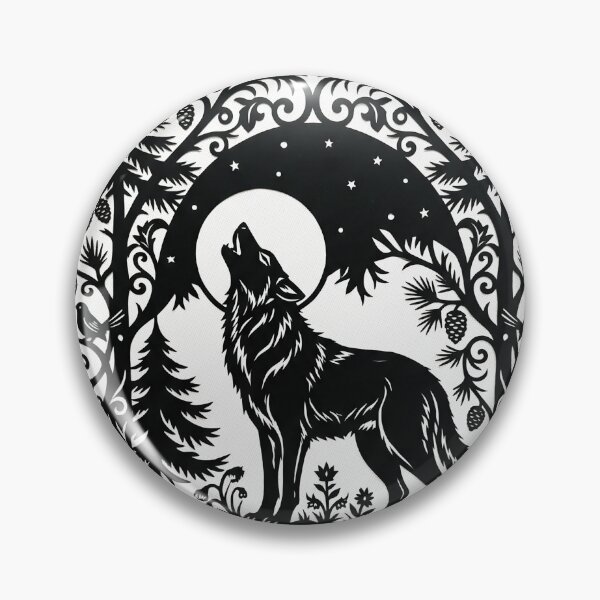 Item preview, Wolf And Moon Folk Art Papercut Silhouette designed and sold by The Mellonaire.