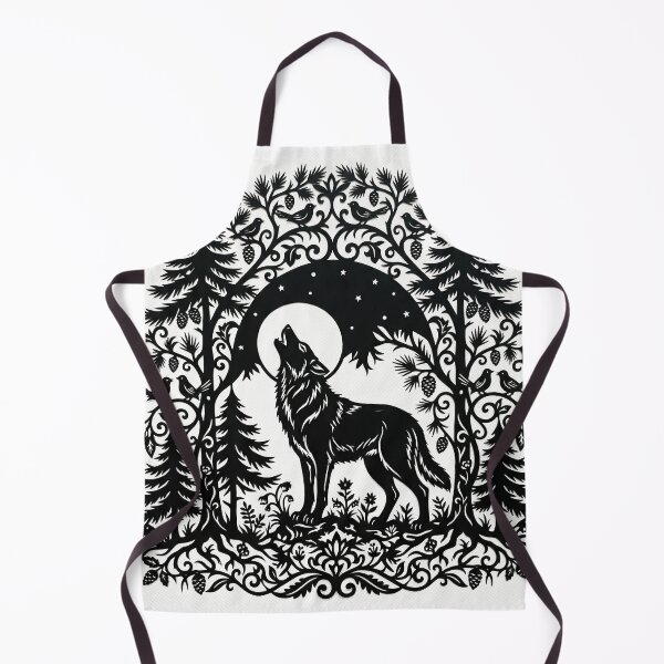 Item preview, Wolf And Moon Folk Art Papercut Silhouette designed and sold by The Mellonaire.