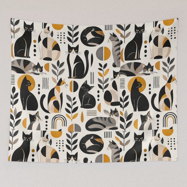 Item preview, Cute Scandinavian Cat Pattern | Nordic Floral Cat Design designed and sold by Aramdesing.