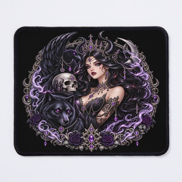 Item preview, Dark Goddess – Gothic Wolf and Raven of Shadow designed and sold by TroviTutto.