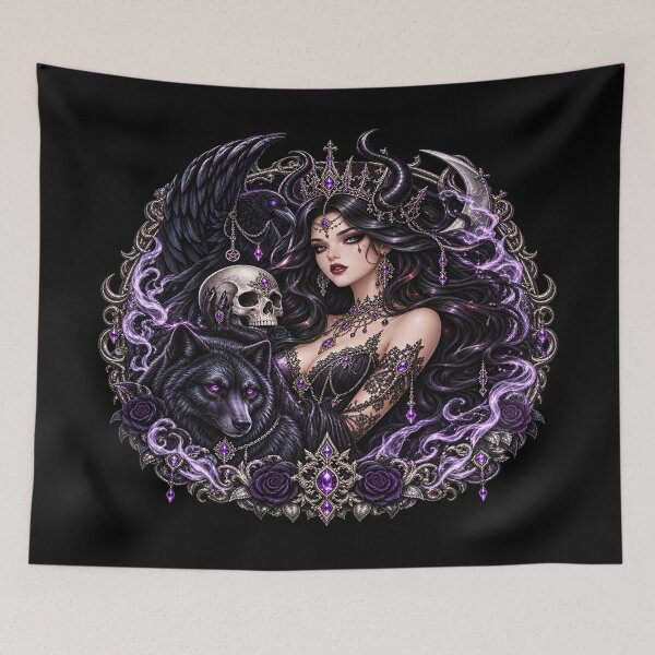 Item preview, Dark Goddess – Gothic Wolf and Raven of Shadow designed and sold by TroviTutto.