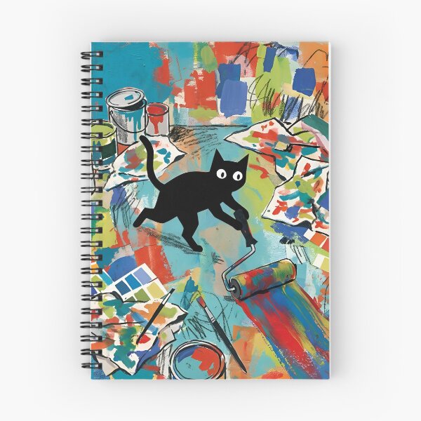 Item preview, Messy Black Cat Rolling Paint Roller Matisse Style Print designed and sold by DuckOddity.