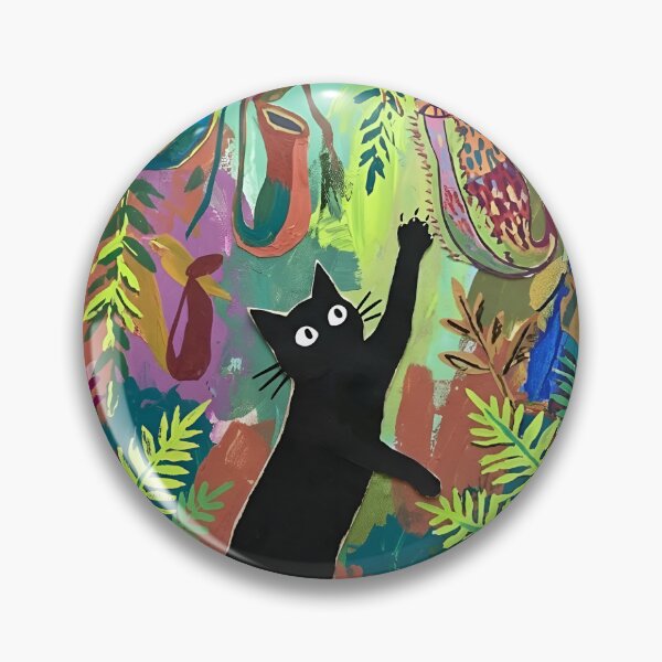 Item preview, Curious Black Cat Reaching Pitcher Plant Matisse Style Wall Art designed and sold by DuckOddity.