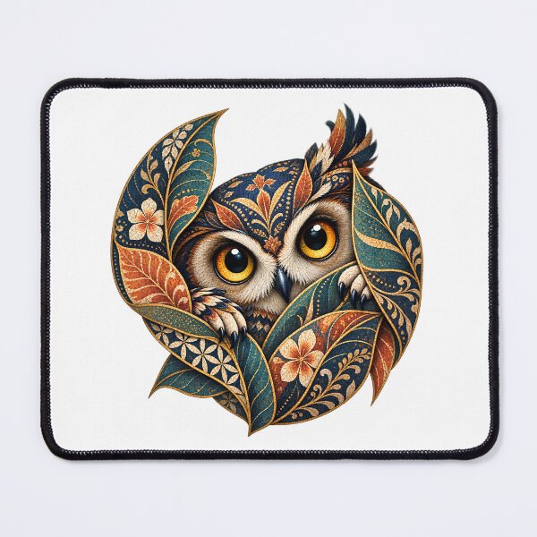Item preview, Batik Owl Floral Folk Art – Vintage Boho Owl Botanical Design designed and sold by MG Aura.
