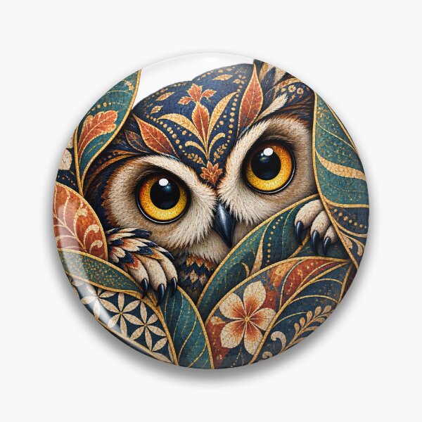 Item preview, Batik Owl Floral Folk Art – Vintage Boho Owl Botanical Design designed and sold by MG Aura.