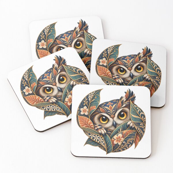 Item preview, Batik Owl Floral Folk Art – Vintage Boho Owl Botanical Design designed and sold by MG Aura.