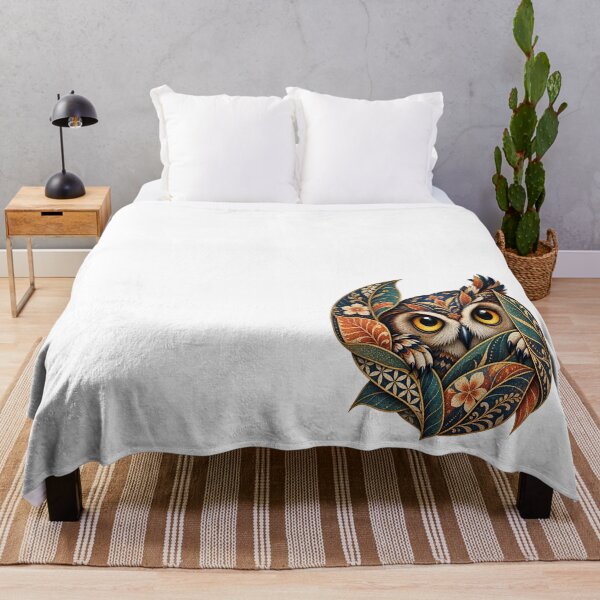 Item preview, Batik Owl Floral Folk Art – Vintage Boho Owl Botanical Design designed and sold by MG Aura.