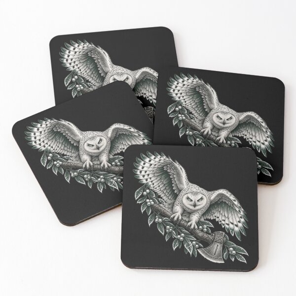 Item preview, Winter Rune Guardian – Snowy Owl with Isa Axe Nordic Engraving designed and sold by Anyshca.