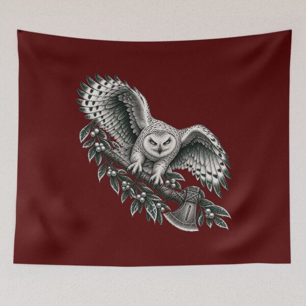 Item preview, Winter Rune Guardian – Snowy Owl with Isa Axe Nordic Engraving designed and sold by Anyshca.