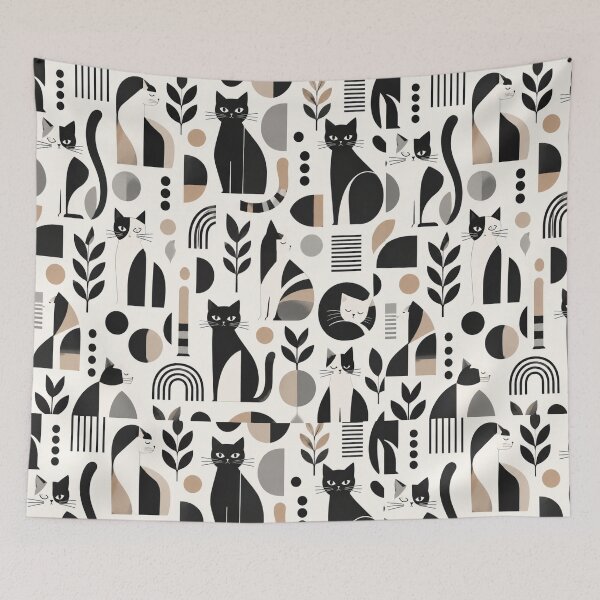 Item preview,  Cute Scandinavian Cat Pattern | Nordic Floral Cat Design designed and sold by Aramdesing.