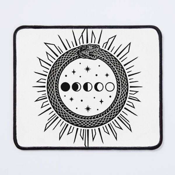 Item preview, Ouroboros Serpent Moon Phases Blackwork Design designed and sold by The Mellonaire.
