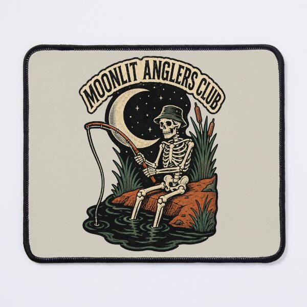 Item preview, Moonlit Anglers Club – Vintage Skeleton Fishing designed and sold by RadekArt.