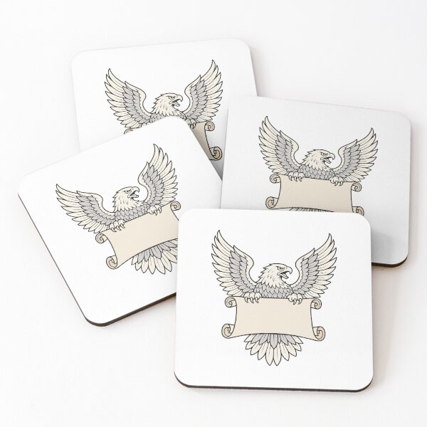 Item preview, Eagle With Blank Scroll - Engraved Tattoo Style Design designed and sold by ElKesslassy Daniel.