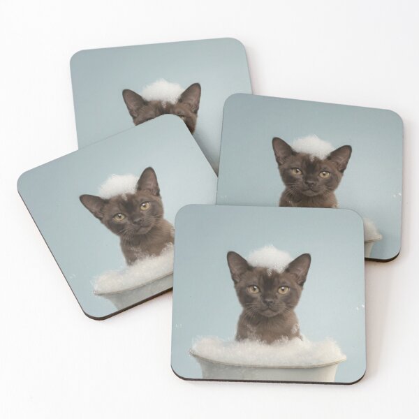 Item preview, Baby Burmese Cat Bubble Bath Cute Nursery Bathroom Art designed and sold by LazyOwlStore.