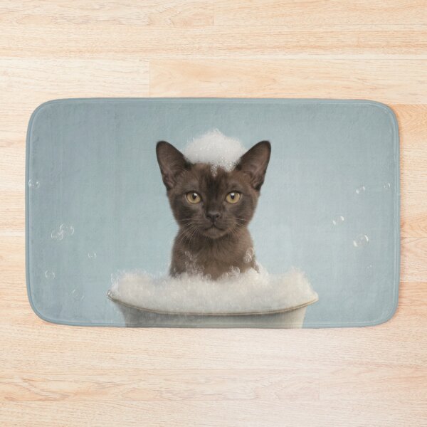 Item preview, Baby Burmese Cat Bubble Bath Cute Nursery Bathroom Art designed and sold by LazyOwlStore.